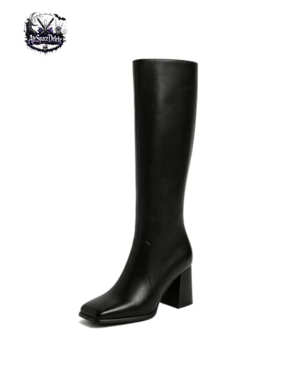 Women's Knee High Boots Square Toe Chunky Heel Faux Leather Tall Boots